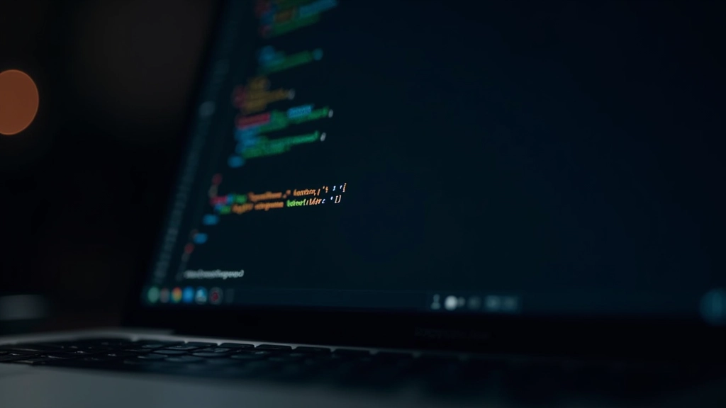 Přenosný počítač s HTML kódem v editoru na černém pozadí