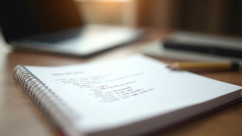 Notebook s HTML kódem a psací potřeby na dřevěném stole